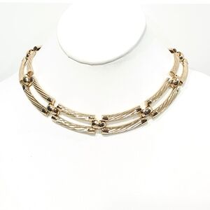 Christian Dior Vintage Gold Rectangular Link Chain Necklace Grosse Germany